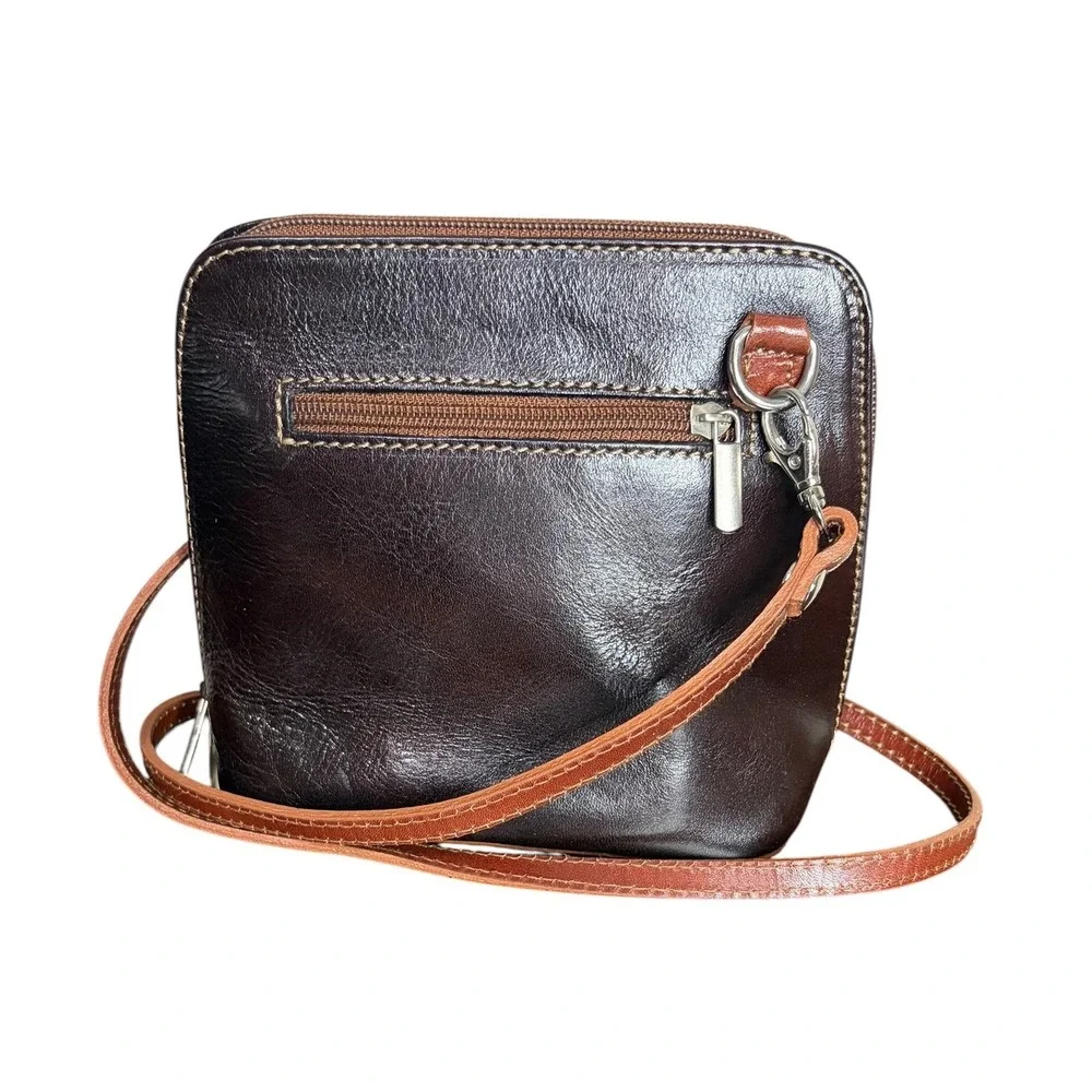 Vera Pelle Dark Brown Leather Crossbody Bag Italian Small Women's OS